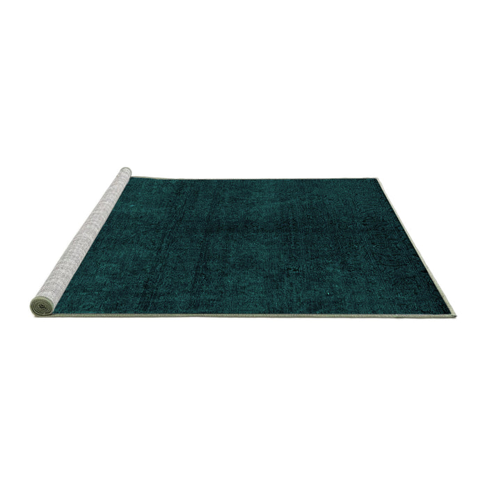 Sideview of Machine Washable Abstract Turquoise Modern Area Rugs, wshabs4511turq