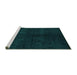 Sideview of Machine Washable Abstract Turquoise Modern Area Rugs, wshabs4511turq