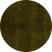 Round Abstract Yellow Modern Rug, abs4511yw