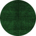 Round Machine Washable Abstract Green Modern Area Rugs, wshabs4511grn