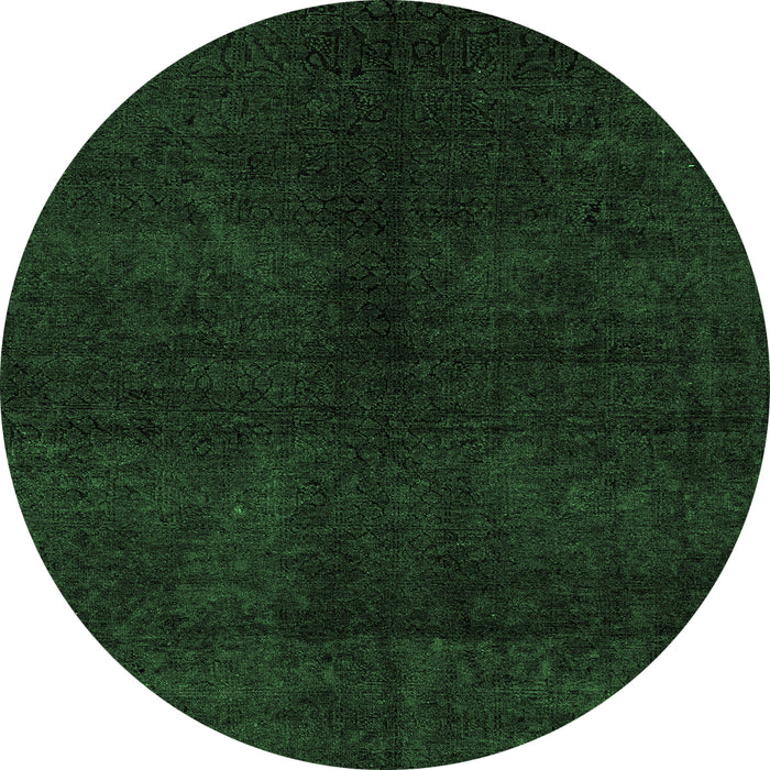 Round Machine Washable Abstract Emerald Green Modern Area Rugs, wshabs4511emgrn