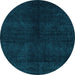 Round Abstract Light Blue Modern Rug, abs4511lblu