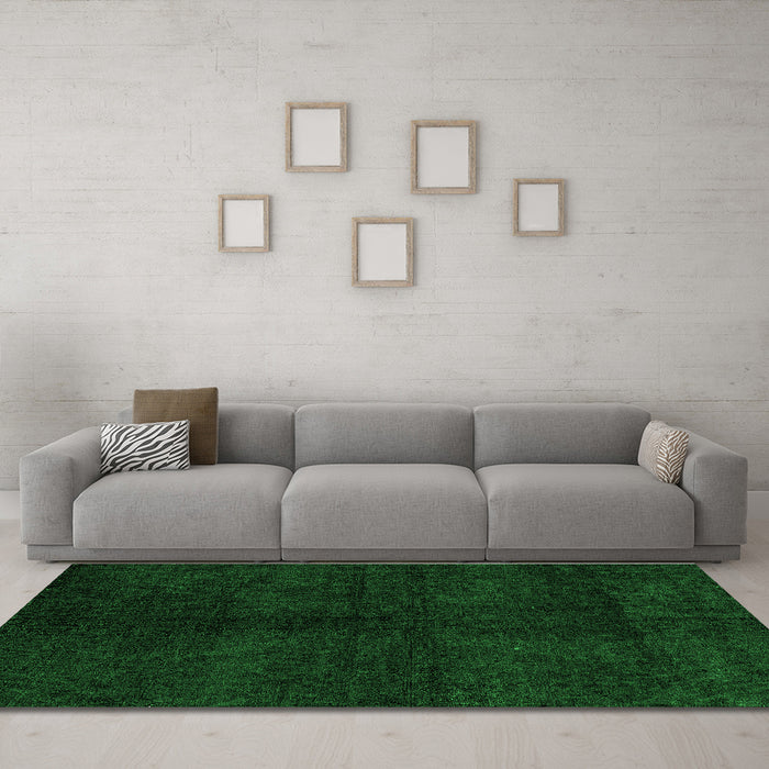 Machine Washable Abstract Green Modern Area Rugs in a Living Room,, wshabs4511grn