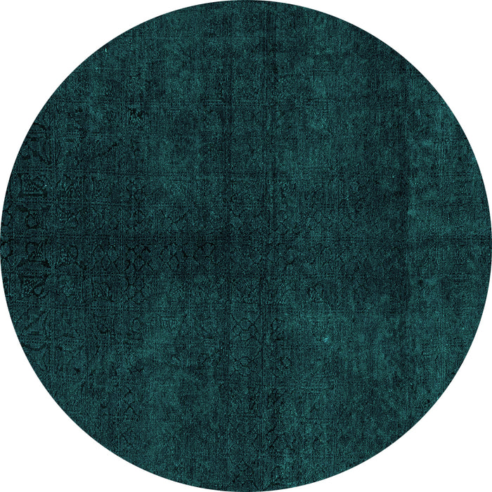 Round Abstract Turquoise Modern Rug, abs4511turq