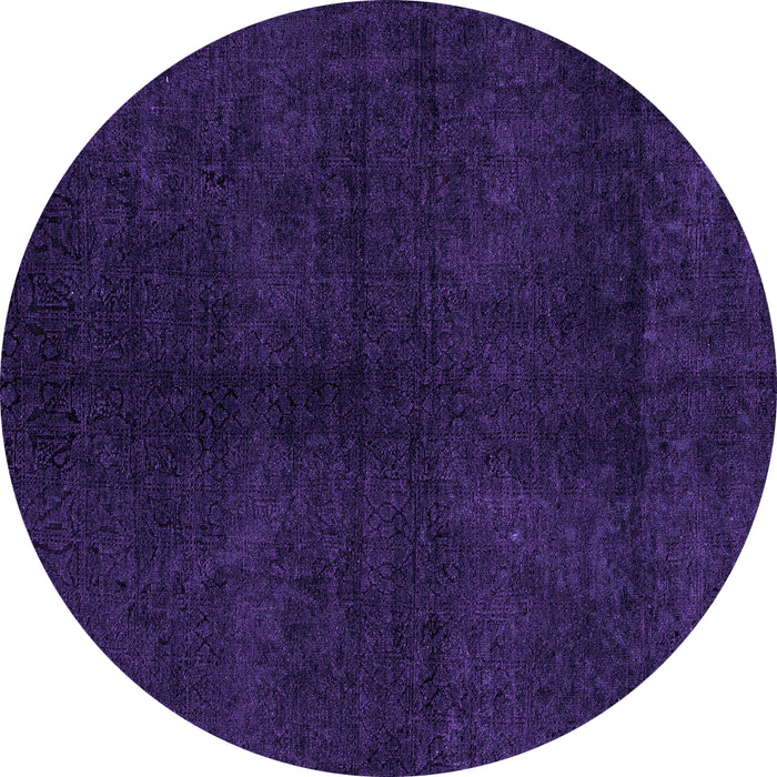 Round Machine Washable Abstract Purple Modern Area Rugs, wshabs4511pur