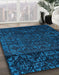 Machine Washable Abstract Bright Navy Blue Rug in a Family Room, wshabs4512