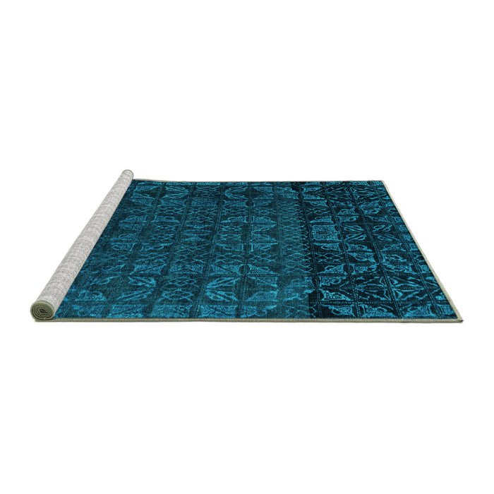 Sideview of Machine Washable Abstract Turquoise Modern Area Rugs, wshabs4512turq