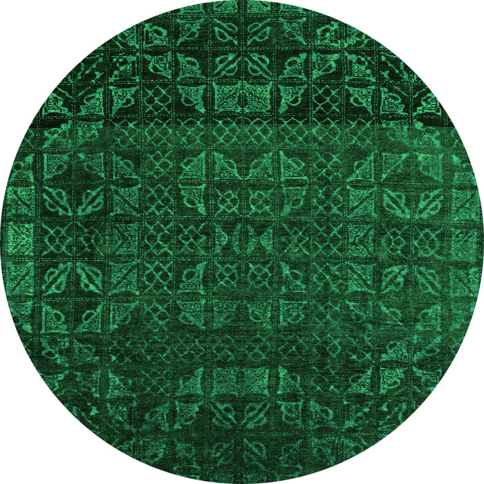 Round Machine Washable Abstract Green Modern Area Rugs, wshabs4512grn