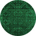 Round Machine Washable Abstract Green Modern Area Rugs, wshabs4512grn