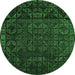 Round Abstract Emerald Green Modern Rug, abs4512emgrn