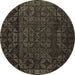 Round Abstract Brown Modern Rug, abs4512brn