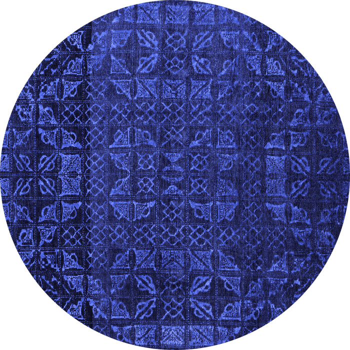 Round Machine Washable Abstract Blue Modern Rug, wshabs4512blu
