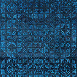 Square Machine Washable Abstract Bright Navy Blue Rug, wshabs4512