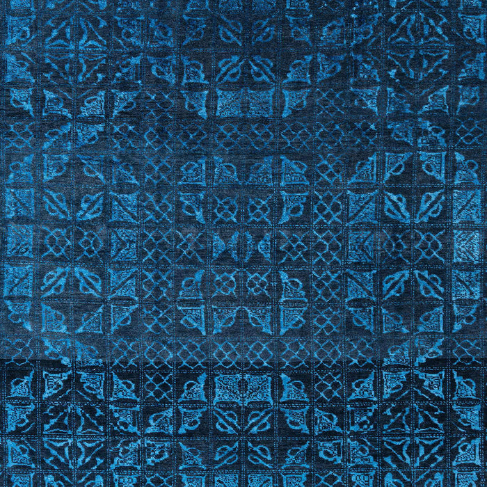 Square Machine Washable Abstract Bright Navy Blue Rug, wshabs4512