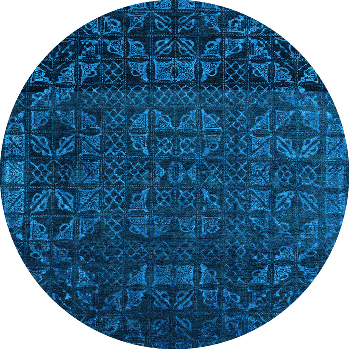 Round Abstract Light Blue Modern Rug, abs4512lblu