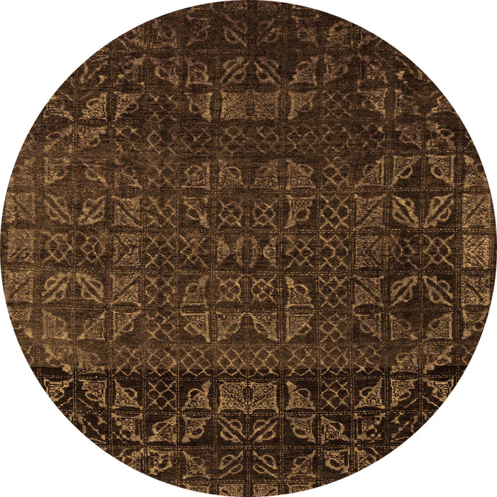 Round Machine Washable Abstract Orange Modern Area Rugs, wshabs4512org