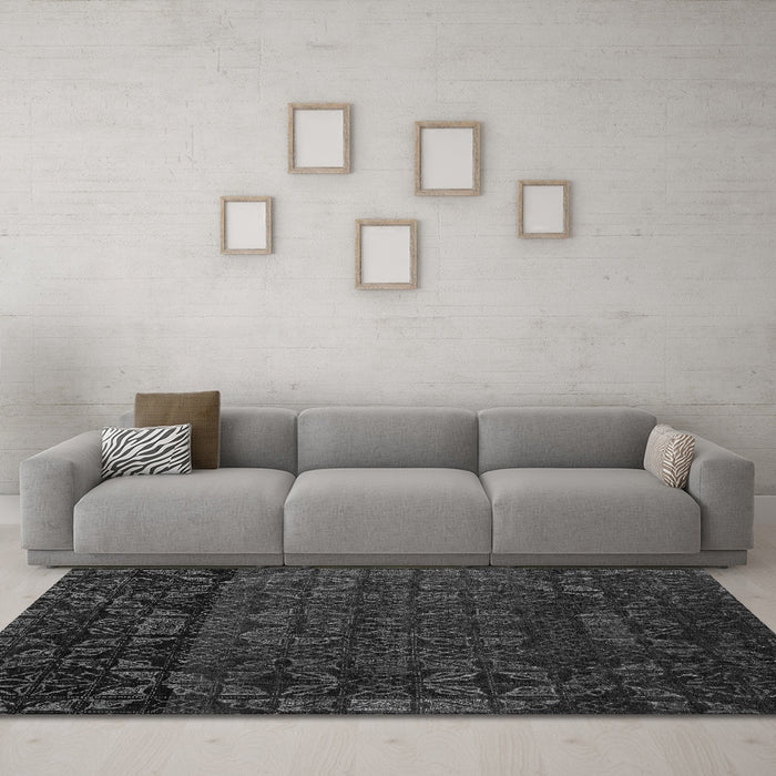 Machine Washable Abstract Gray Modern Rug in a Living Room,, wshabs4512gry
