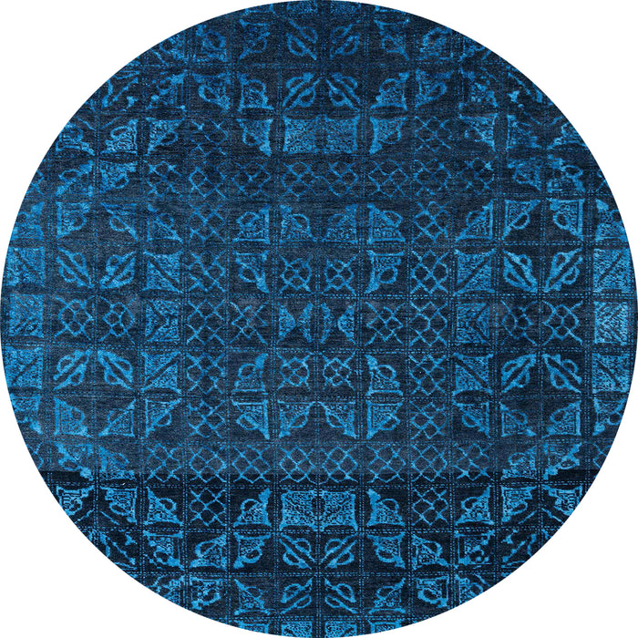 Round Machine Washable Abstract Bright Navy Blue Rug, wshabs4512
