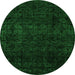 Round Machine Washable Abstract Green Modern Area Rugs, wshabs4513grn