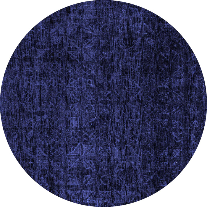 Round Abstract Blue Modern Rug, abs4513blu
