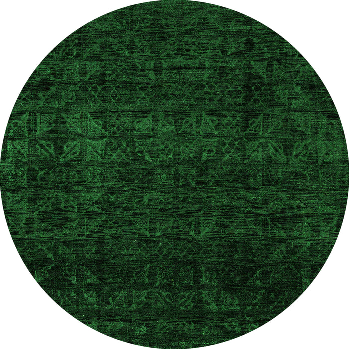 Round Abstract Green Modern Rug, abs4513grn