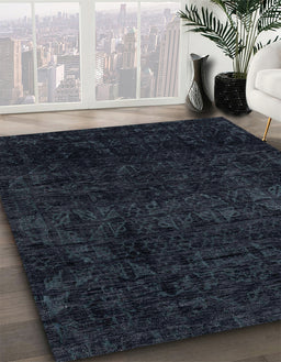 Machine Washable Abstract Dark Blue Grey Blue Rug in a Family Room, wshabs4513