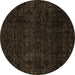 Round Machine Washable Abstract Brown Modern Rug, wshabs4513brn