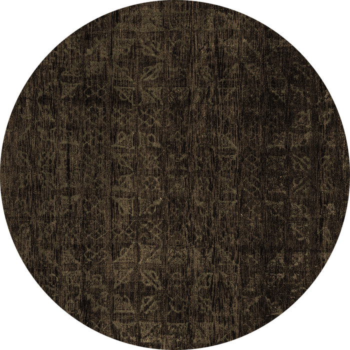 Round Abstract Brown Modern Rug, abs4513brn