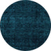 Round Abstract Light Blue Modern Rug, abs4513lblu