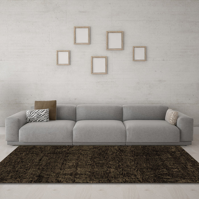 Machine Washable Abstract Brown Modern Rug in a Living Room,, wshabs4513brn