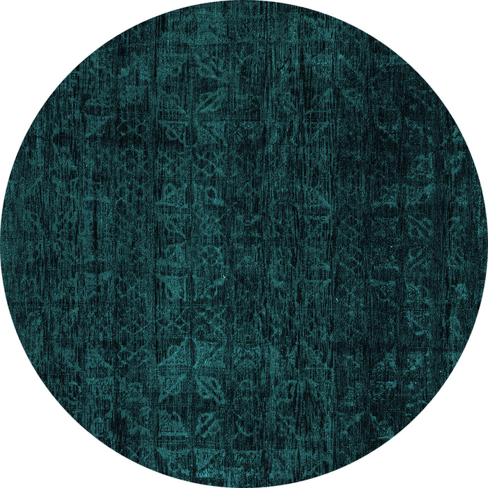 Round Abstract Turquoise Modern Rug, abs4513turq