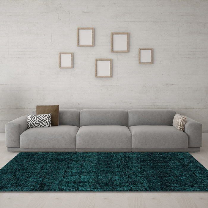 Machine Washable Abstract Turquoise Modern Area Rugs in a Living Room,, wshabs4513turq