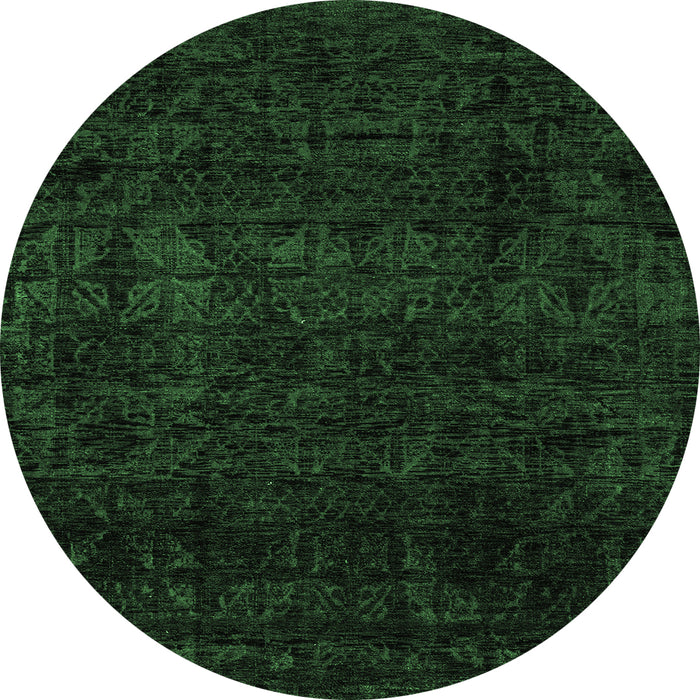 Round Abstract Emerald Green Modern Rug, abs4513emgrn
