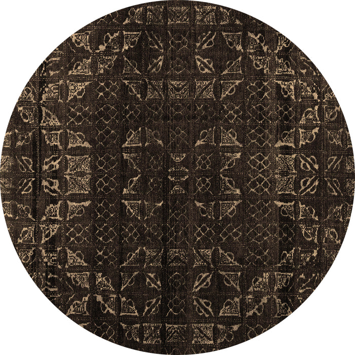 Round Abstract Brown Modern Rug, abs4514brn