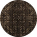 Round Abstract Brown Modern Rug, abs4514brn