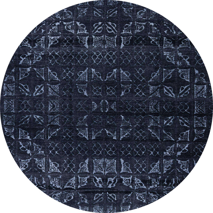 Round Abstract Blue Modern Rug, abs4514