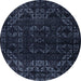 Round Abstract Blue Modern Rug, abs4514