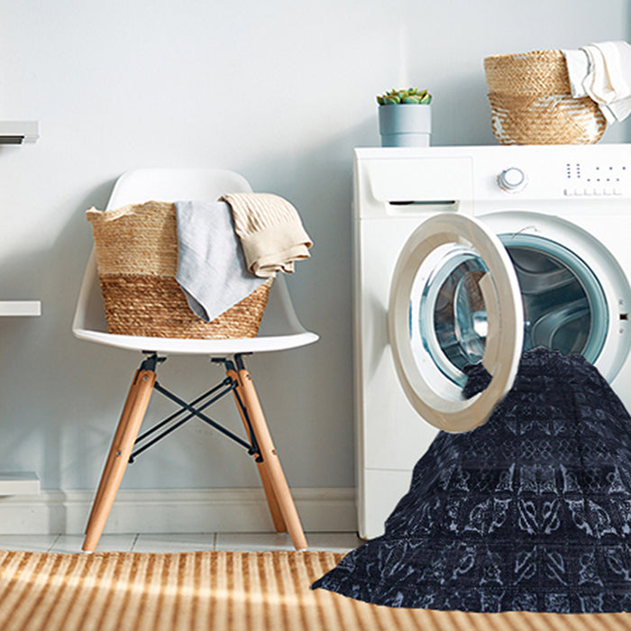 Machine Washable Abstract Night Blue Rug in a Washing Machine, wshabs4514