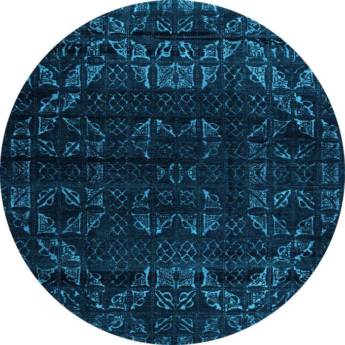 Round Abstract Light Blue Modern Rug, abs4514lblu