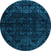 Round Abstract Light Blue Modern Rug, abs4514lblu