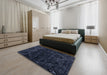 Abstract Blue Modern Rug in a Bedroom, abs4514