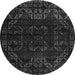 Round Machine Washable Abstract Gray Modern Rug, wshabs4514gry