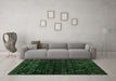 Machine Washable Abstract Emerald Green Modern Area Rugs in a Living Room,, wshabs4514emgrn