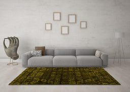 Machine Washable Abstract Yellow Modern Rug in a Living Room, wshabs4514yw