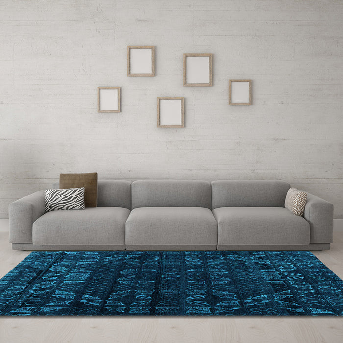 Machine Washable Abstract Light Blue Modern Rug in a Living Room, wshabs4514lblu