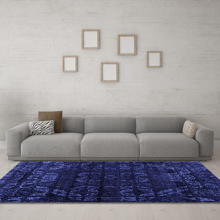 Machine Washable Abstract Blue Modern Rug in a Living Room, wshabs4514blu