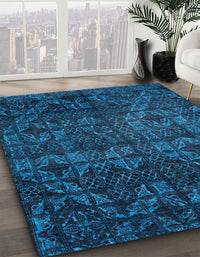 Abstract Bright Navy Blue Modern Rug, abs4515