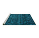 Sideview of Machine Washable Abstract Turquoise Modern Area Rugs, wshabs4515turq