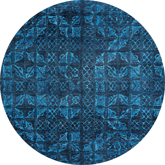 Round Abstract Bright Navy Blue Modern Rug, abs4515