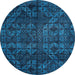 Round Abstract Bright Navy Blue Modern Rug, abs4515